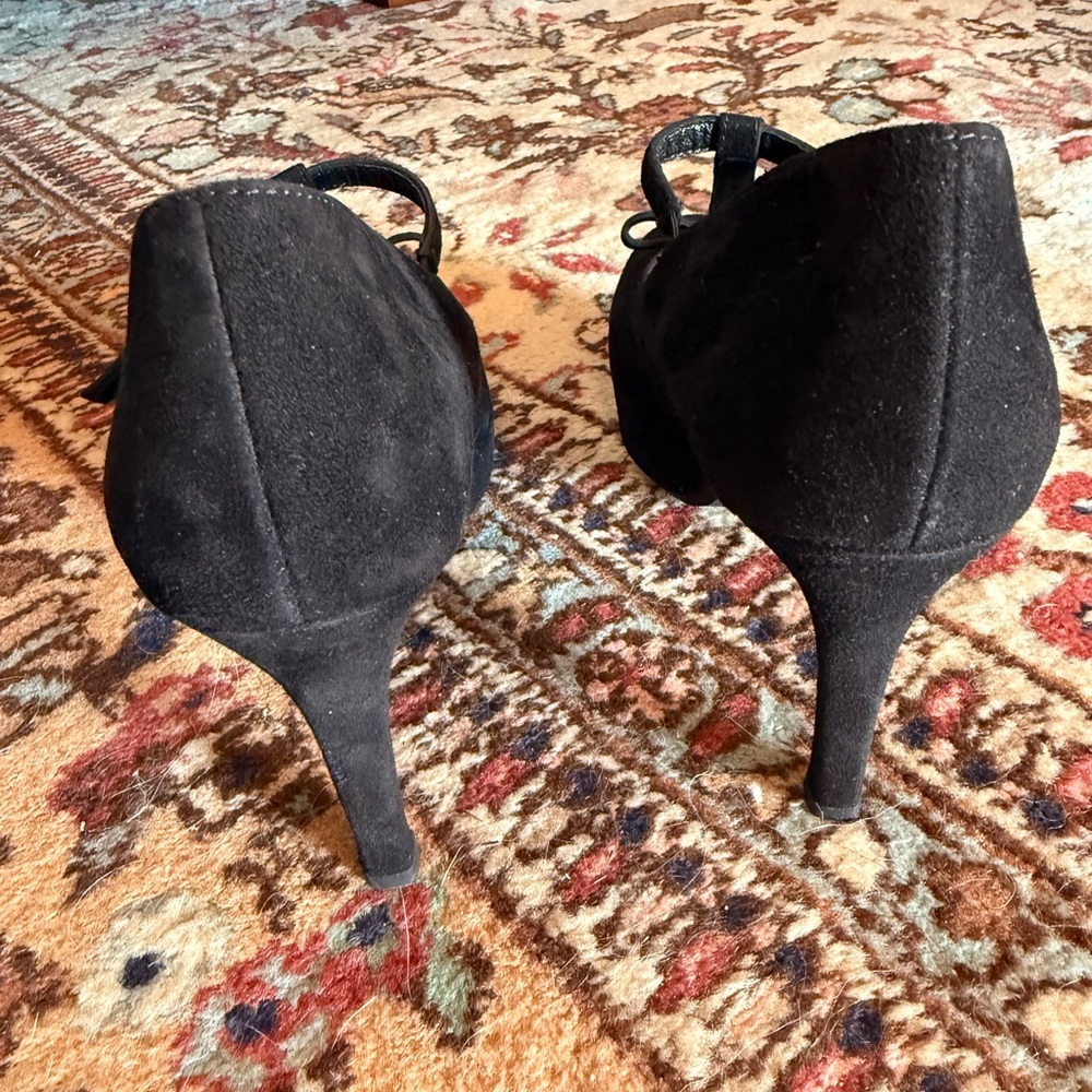 Paul Green Black Suede Women's T-Strap Heels - Picture 3 of 7